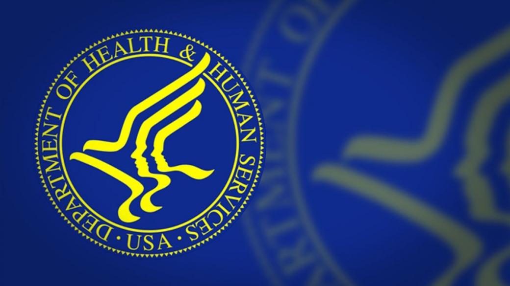 Yellow HHS Logo on a blue background
