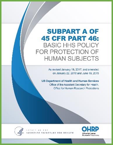 Cover page of Subpart A of 45 CFR Part 46