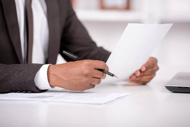 Closeup of a person reading a document