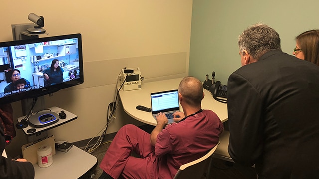 In Fairbanks, Alaska the follow-up visit with the patient and community health aide in Hughes.