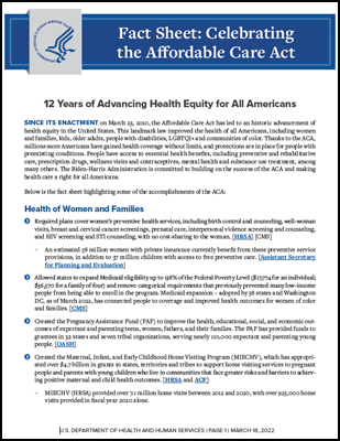 Fact Sheet: Celebrating the Affordable Care Act thumb