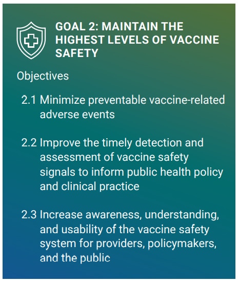 Goal 2: Maintain the highest levels of vaccine safety graphic.