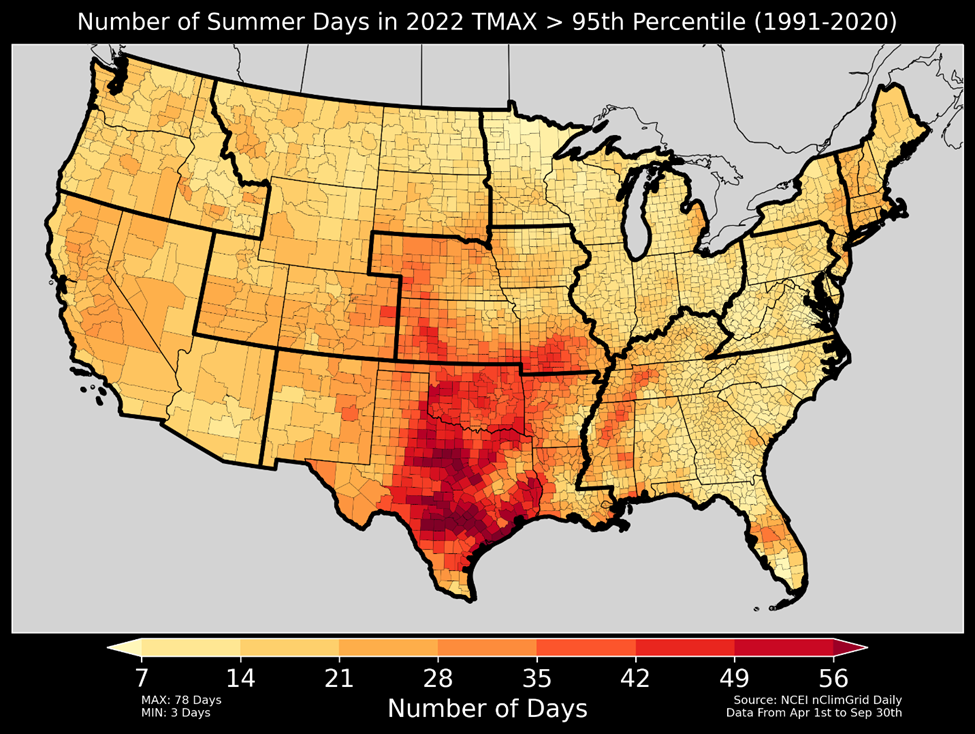 Temperature is calculated from NOAA’s nClimGrid-Daily v1-0-0, a 5km gridded dataset aggregated into counties for the contiguous US. 