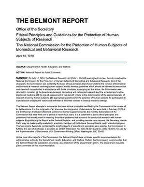 HHS OHRP Belmont Report cover thumbnail