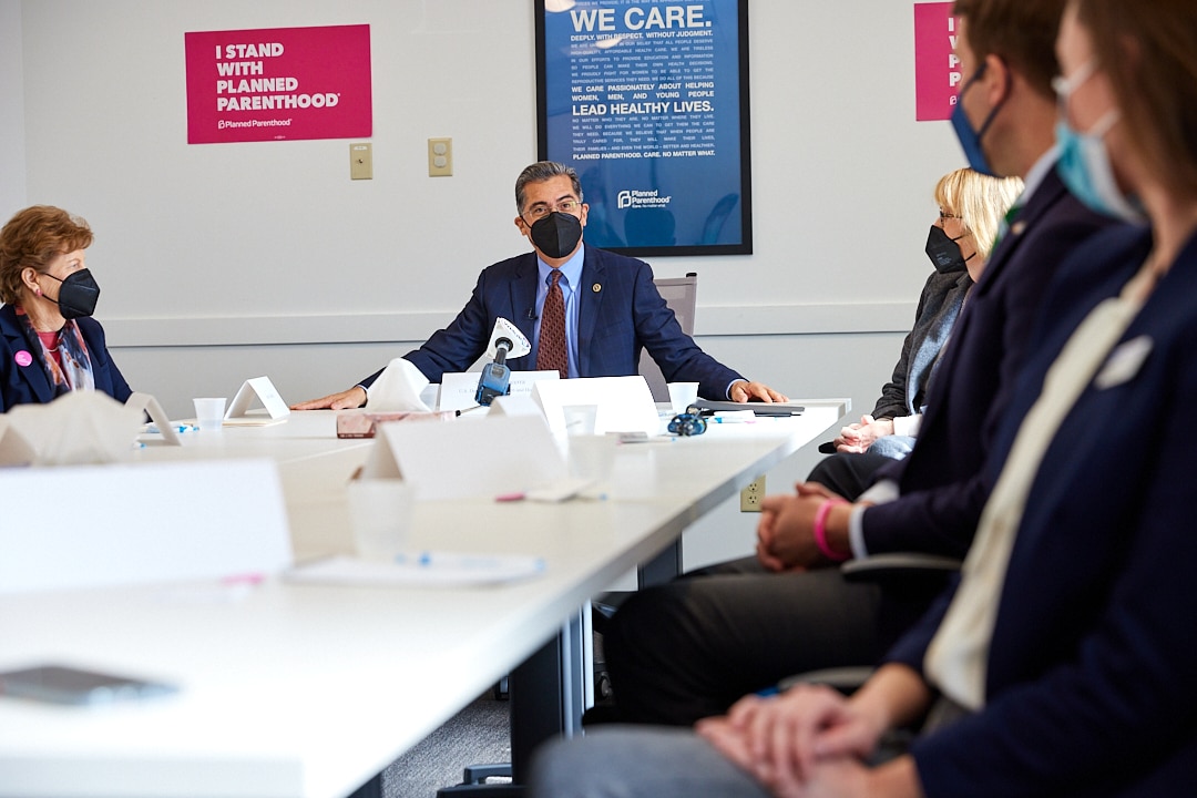 HHS Secretary Becerra speaking at a roundtable discussion at Planned Parenthood of Northern New England.