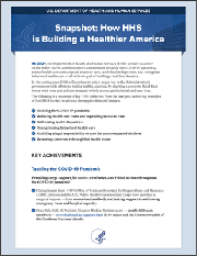 Thumbnail image of PDF document about how HHS is building a healthier America