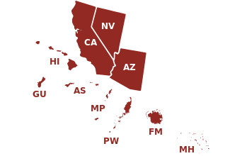 Map of Region 9 States and Territories