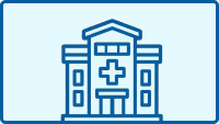 Icon of a Hospital on blue background