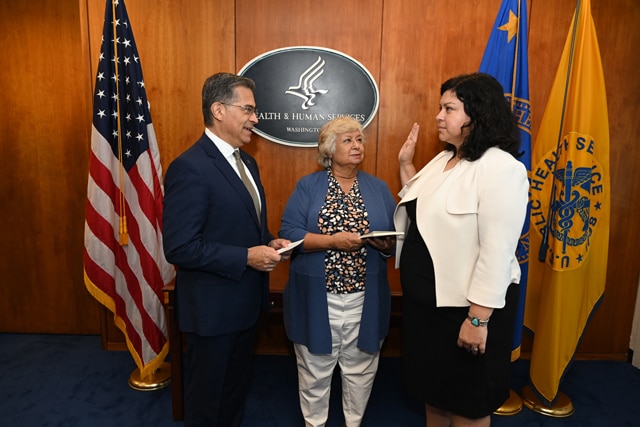 Melanie Fontes Rainier being sworn in