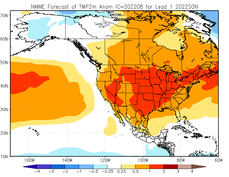 Map of the expected number of extremely hot days in September in each county in the contiguous U.S.