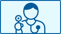 Icon of a Physician on blue background