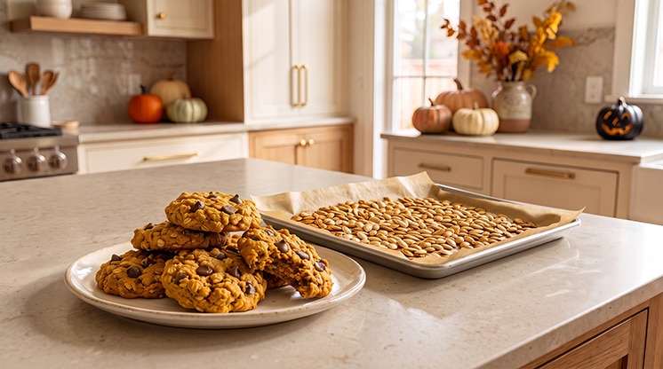 pumpkin cookies and pumpkin seeds