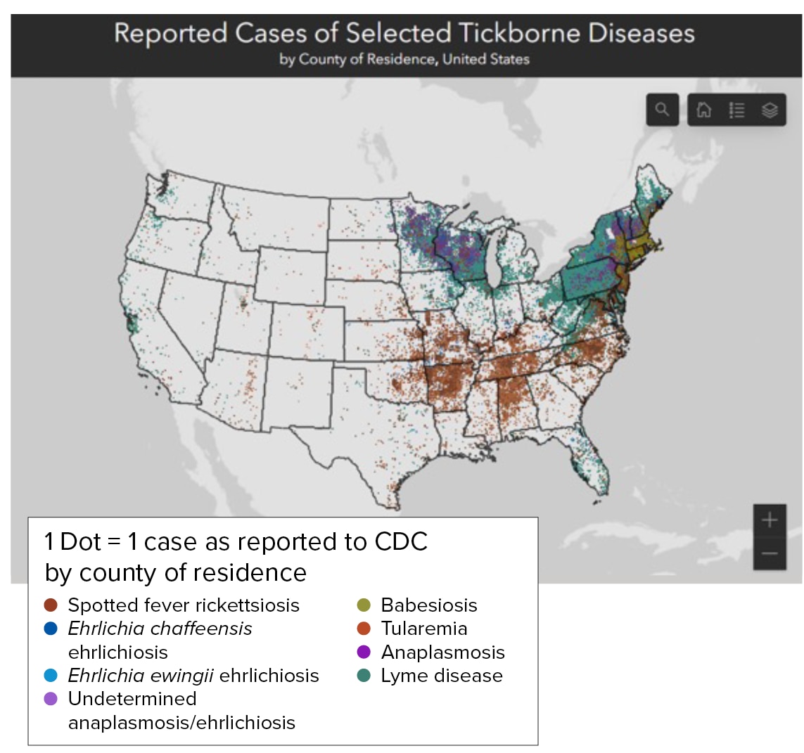 Reported Cases of Selected Tickborne Diseases
