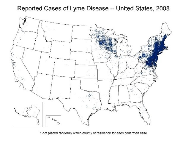 Reported Cases of Lyme Disease Distribution in 2008