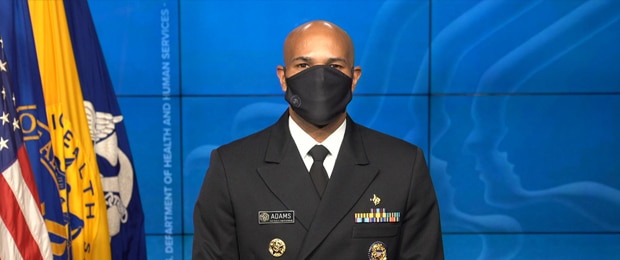 An image of Dr. Jerome Adams wearing a mask