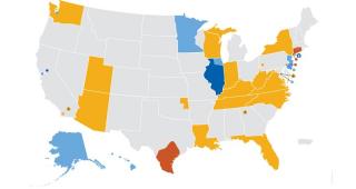 Color-coded map of the united states