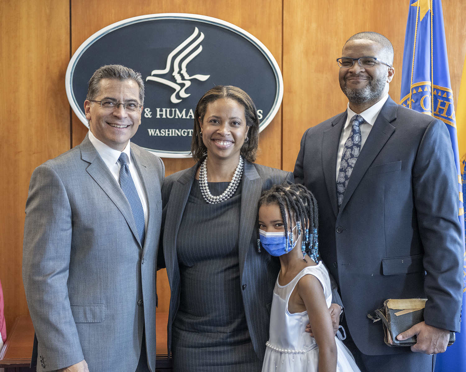 HHS Secretary Becerra with CMS Administrator Chiquita Brooks-LaSure and her family